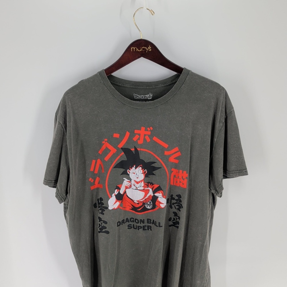 Dragon Ball Z Super Goku Food Graphic Animated Crew‎ Neck Pullover T-Shirt Gray